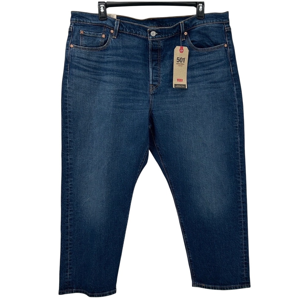 Levis 501 Original Cropped Jeans Womens 20W Medium Wash Blue High Rise